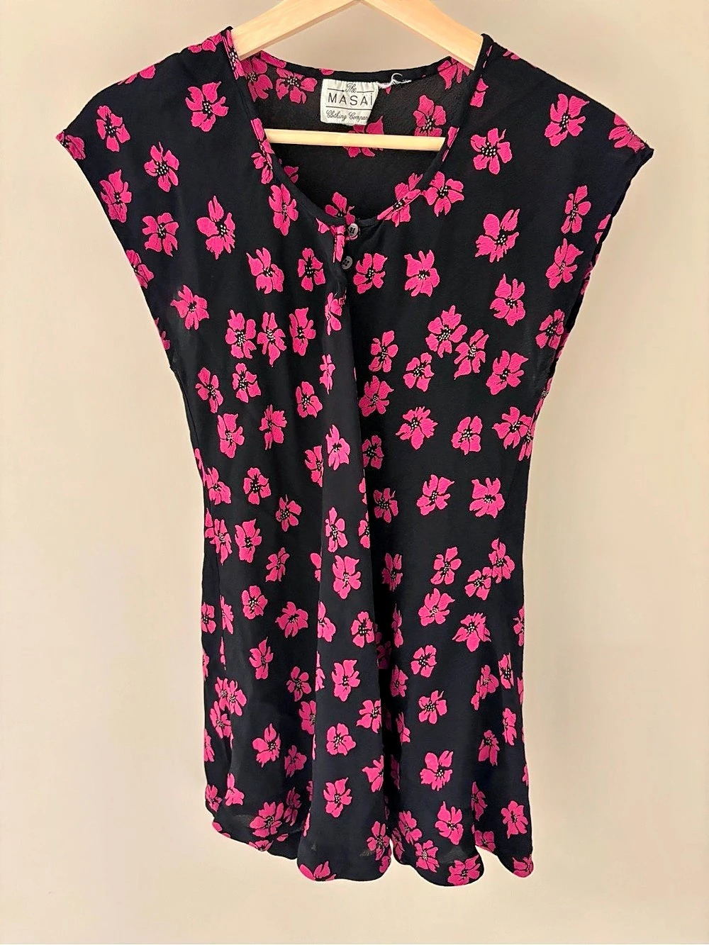 MASA Floral Blouse in Black & Pink Like New